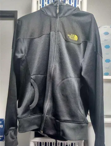 The North Face 블랙 후드티 저지 구제 의류 자수