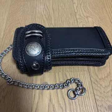mamakin 라이더즈 블랙 가죽 장지갑 체인 포함