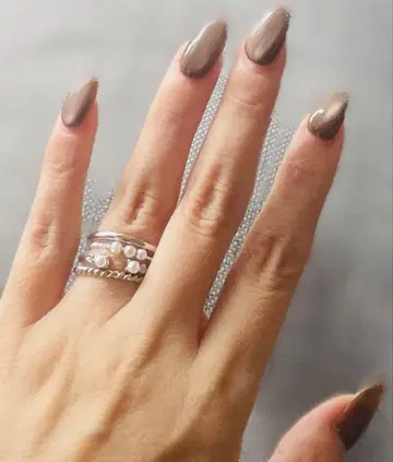 아쉬페 프랑스 실버 놋쇠 펄 장식 반지 4개 세트 10~11호