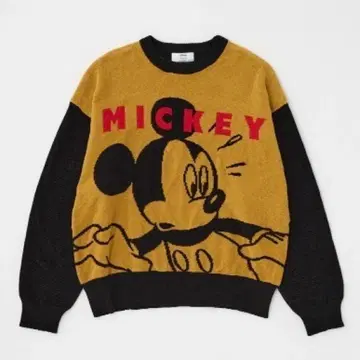 moussy Disney 니트 미키 옐로우 컬러