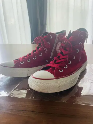 컨버스 ALL STAR 지퍼 하이컷 레드 빨간색 24.0cm