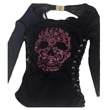 스컬 디자인 블랙 긴팔 상의 펑크 그런지 dia 계열