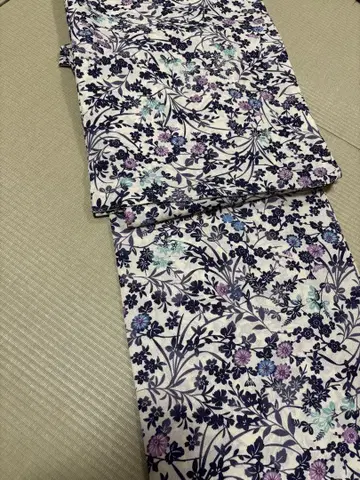 새상품 교육용 실 포함 넓은 카라 꽃무늬 코몬 워셔블 기모노