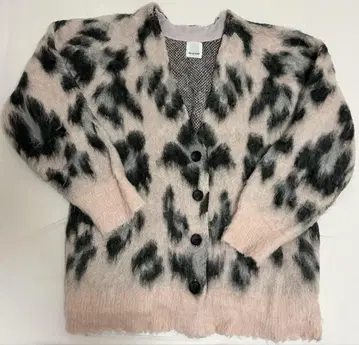 로즈버드 가디건 레오파드 핑크 레오파드 무늬