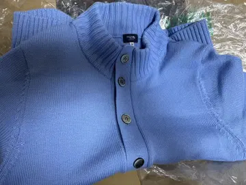 가마쿠라 셔츠 스탠드 카라 가디건 사이즈 48 울 색스 블루 새상품급