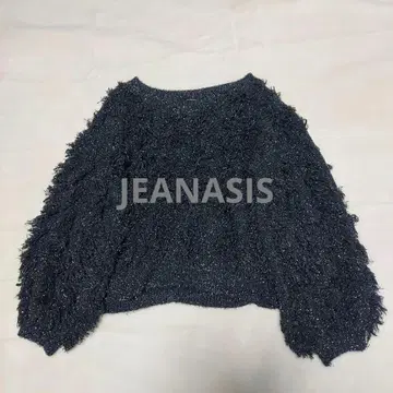 JEANASIS 라메 컷 자카드 숏 풀오버 블랙