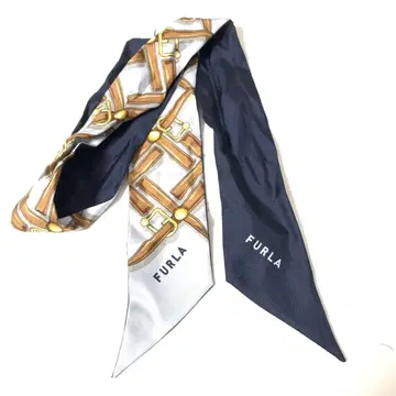 FURLA 스카프 반다나 스트랩 패턴 훌라 네이비 화이트 화이트 네이비