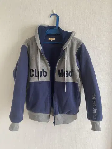 울트라 웜 Club Med 오리지널 네이비 그레이 두꺼운 원단 후드티