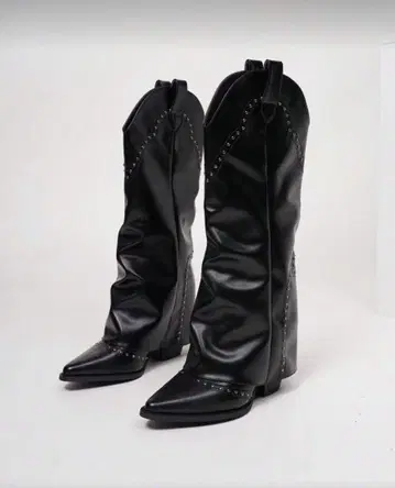 SHEIN 웨스턴 부츠 빈티지 스터드 앵클부츠 블랙