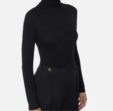 리브 짜임 터틀넥 스웨터 블랙 Elisabetta Franchi