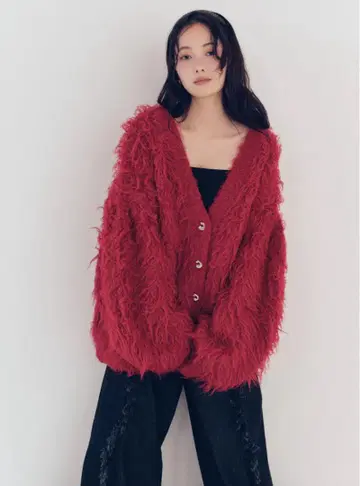 andequal unique button cardigan red