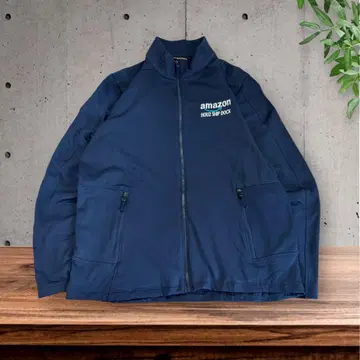 Amazon 자수 로고 지퍼 자켓 네이비 L 기업 저지 기업