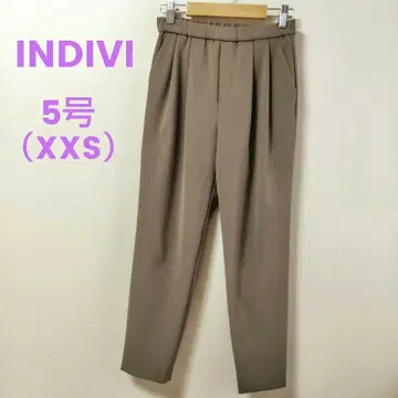 INDIVI 칭찬받는 팬츠 턱 테이퍼드 팬츠 (5호) 모카 브라운