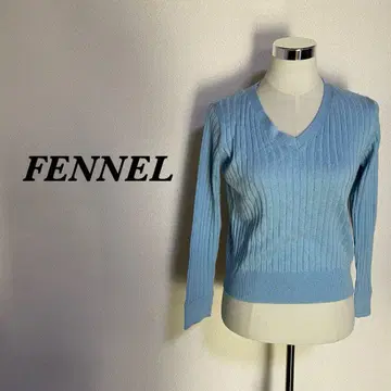 FENNEL 니트 리브 절개 스트레치 울 라이트 블루 4697N