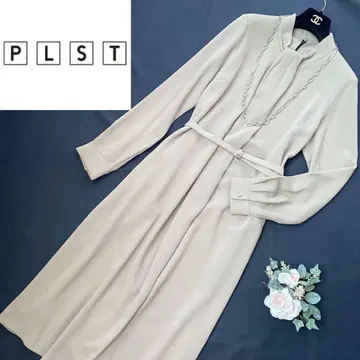 컨디션 최상 플라스테 PLST 보타이풍 롱 원피스 베이지 사이즈 L