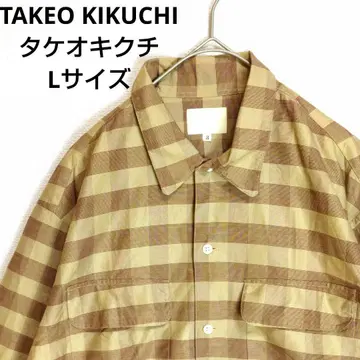 TAKEO KIKUCHI 다케오 키쿠치 셔츠 긴팔 보더 체크 브라운