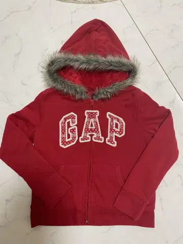 GAP 후드 부착 레드 후드티 XXL