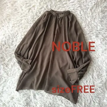 노블 양류 쉬폰 튜닉 볼륨 블라우스 브라운 2way
