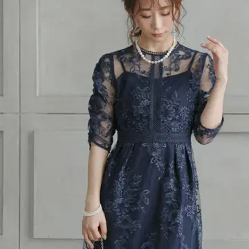 레이스 자수 빈티지 스타일 파티 드레스