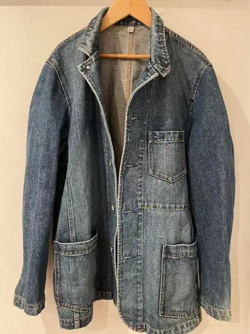 [ 고품질 ] 올드 유니클로 도넛 버튼 데님 자켓 커버올 L