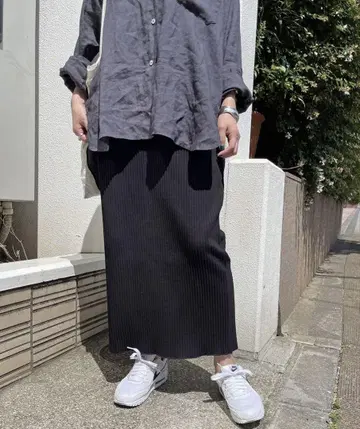 스픽 앤 스팬 리브 컷 타이트 스커트