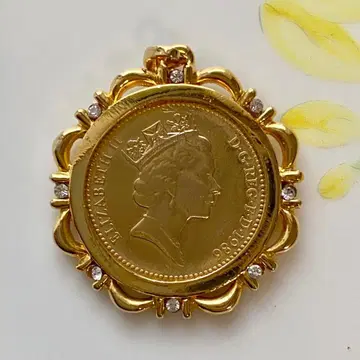 코인 목걸이 엘리자베스 여왕 2세 1986 ONEPENNY 펜던트 탑