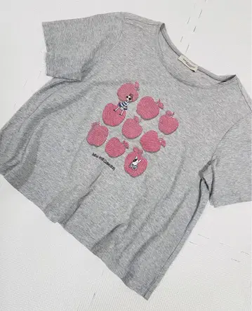 Miss edi Collection 사과 프린트 자수 T셔츠