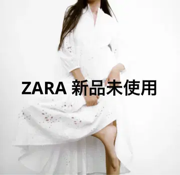 [택 포함 미사용 새상품] ZARA 자수 화이트 롱 드레스 XS
