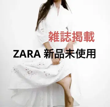 [택 포함 미사용 새상품] ZARA 자수 화이트 롱 드레스 XS