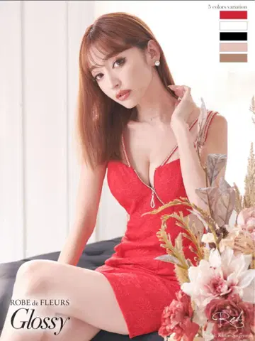 ROBE de FLEURS 레드 타이트 드레스 M 사이즈
