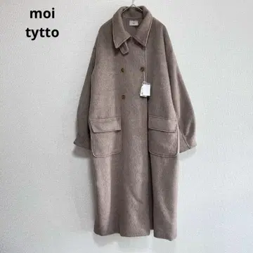 새상품 moi tytto 플랩 포켓 스탠드 카라 롱 코트