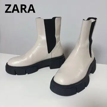 [새상품급] ZARA 자라 사이드 고어 부츠 트랙 밑창 부츠 베이지 36