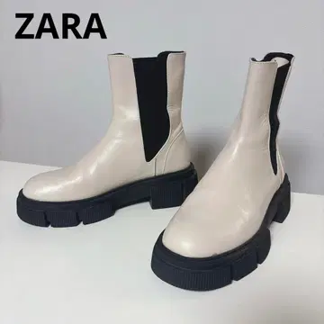 [새상품급] ZARA 자라 사이드 고어 부츠 트랙 밑창 부츠 베이지 36