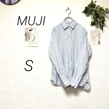 10263 MUJI 무인양품 스트라이프 셔츠 S 헴프 린넨 캐주얼
