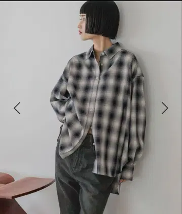 로리즈팜 모듬 체크 BIG 셔츠 블랙 옴브레 체크