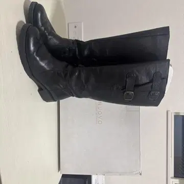 블랙 롱 부츠 백 지퍼 포함