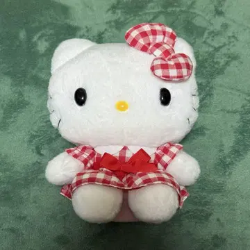 산리오 헬로키티 키티 봉제 인형 깅엄 체크