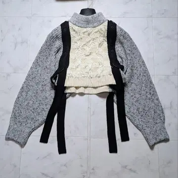 [ 새상품급 ] PUBLIC TOKYO 컷 프린지 니트 멀티 웨이