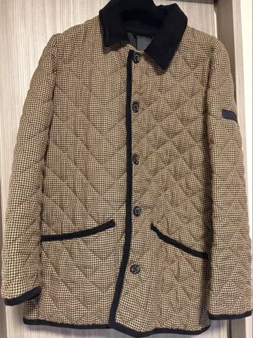 매킨토시 울 혼방 체크 무늬 퀼팅 자켓