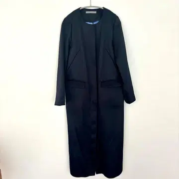 띠어리 럭스 노카라 코트 포멀 캐주얼 네이비 무지 38