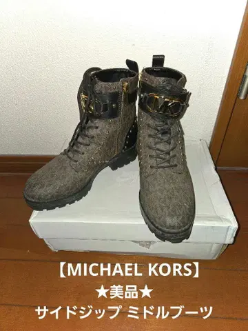 MICHAEL KORS 마이클코어스 MK 로고 사이드 지퍼 미들 부츠