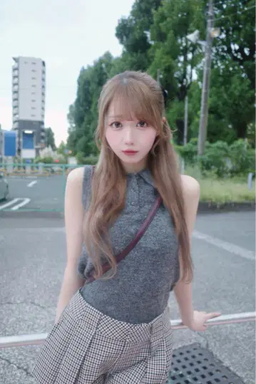 카라 부착 풀오버 베스트 H&M 그레이 니트 슬리브리스