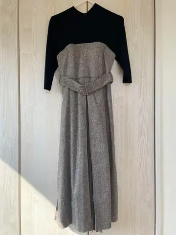 새상품급 FRAY I.D 원피스 롱 그레이 브라운 S M