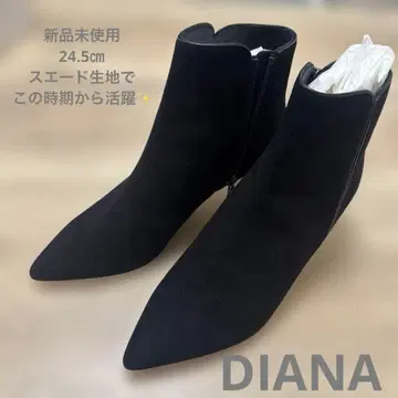 [ 미사용 새상품 ] DIANA 24.5cm 블랙 스웨이드 스틸레토 부티