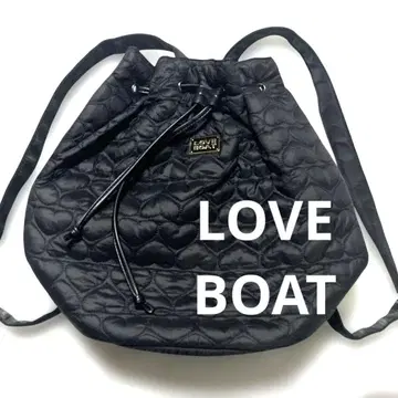 LOVE BOAT 블랙 버킷백 하트 퀼팅 나일론