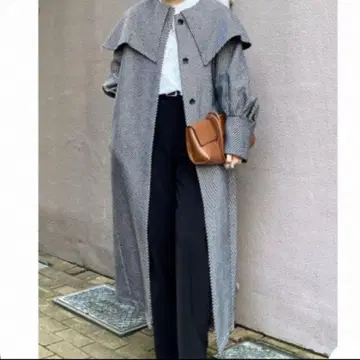 그레이 롱 코트 볼륨 소매