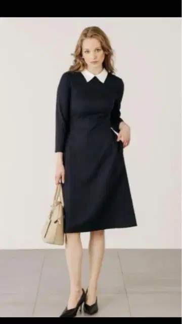 셀포드 카라 부착 원피스 네이비 38