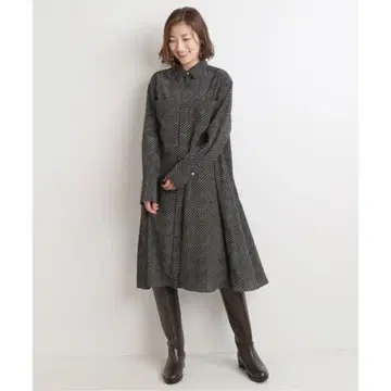 새상품급 이에나 도트 셔츠 미니 원피스 36