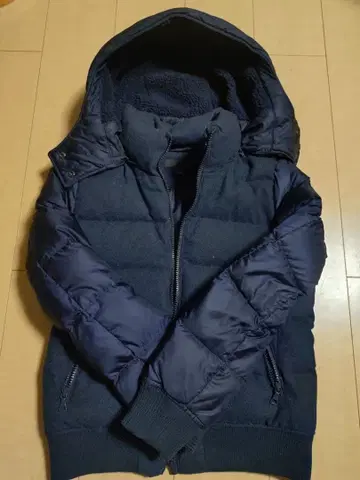 [레어] UNIQLO 네이비 울 x 나일론 이소재 콤비 다운 자켓