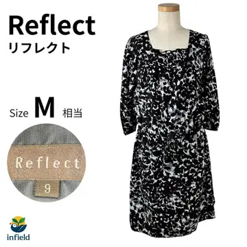 리플렉트 Reflect 원피스 9호 7부 소매 일본제 블랙 계열 올 패턴